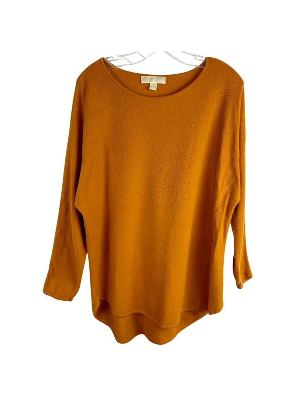 Michael Kors Size XL Oversized Textured Tunic Sweater High-Low Burnt Orange VGUC